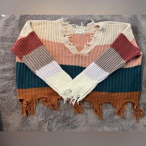 Nanamacs miracle distressed multicolor sweater top size S